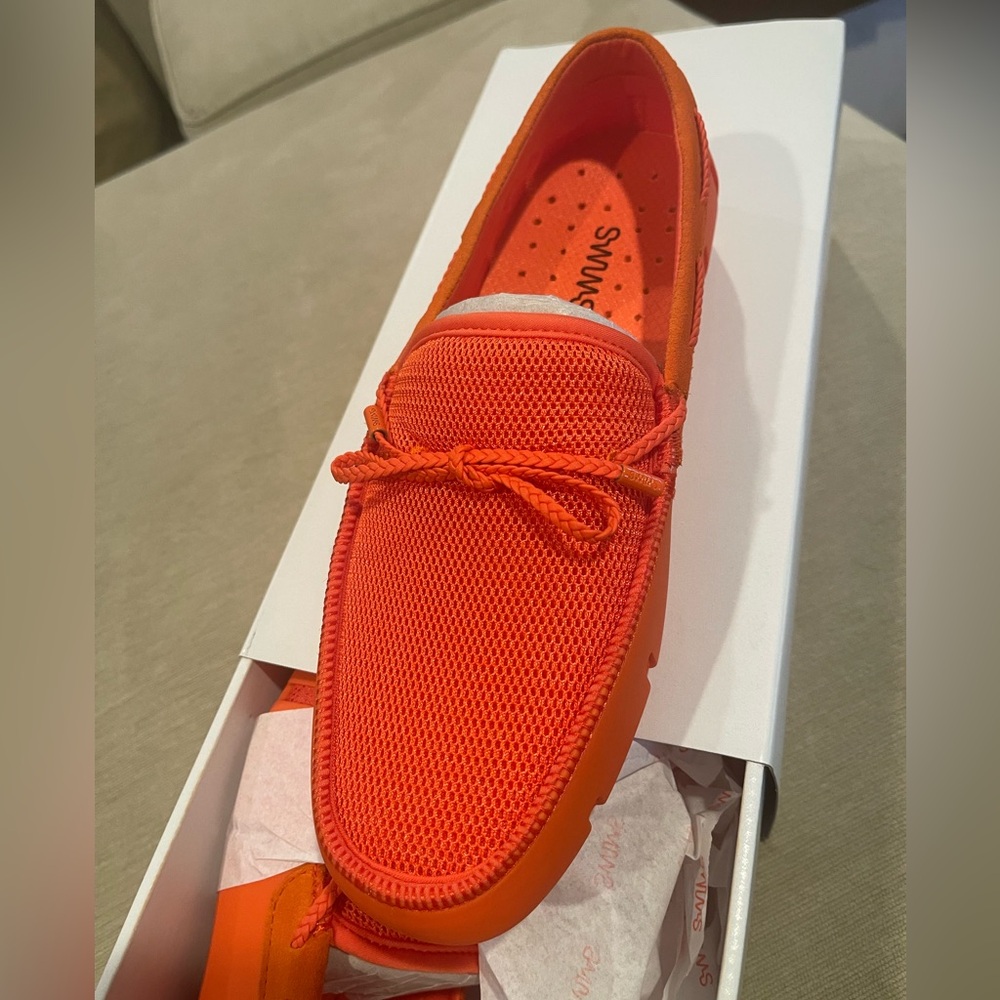 Swims Braided Lace Driving Loafer Orange Size 8 - Picture 2 of 6